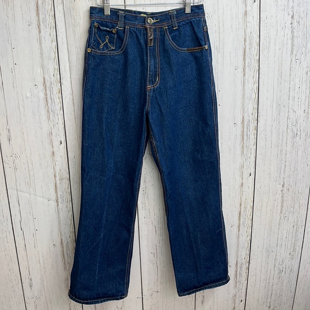 Notorious Big Dark Wash High Rose Wide leg jeans Vintage